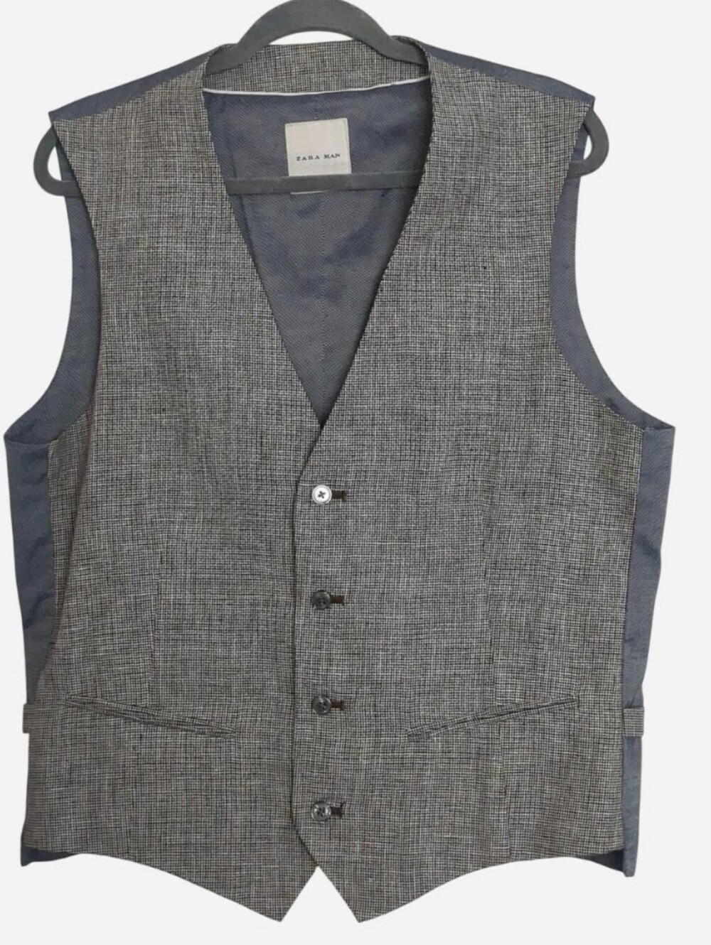 Zara Man Slim Fit Textured Suit Waistcoat Vest Grey XL